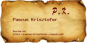 Pascus Krisztofer névjegykártya